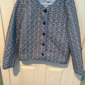 J. Crew Women’s Quilted Blue Floral Lady Jacket Size 12